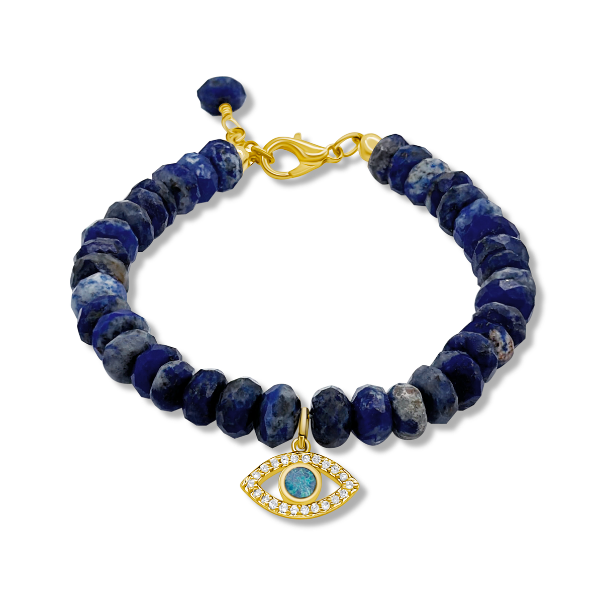 Gold Eye on Natural Lapis Lazuli Beads Bracelet