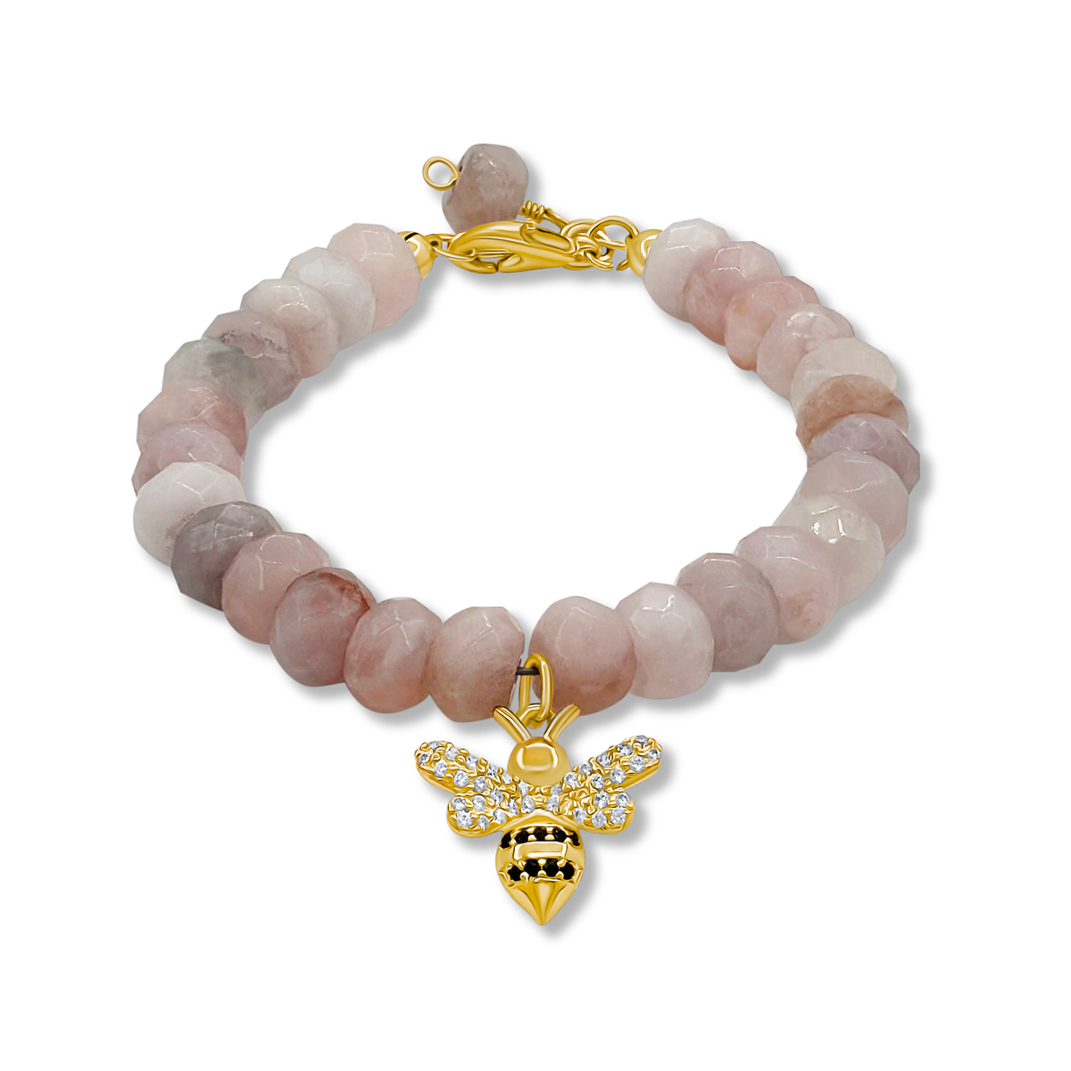 Rosy Romance Bracelet with Gold Bee Charm