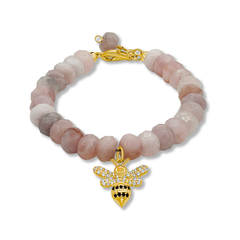 Rosy Romance Bracelet with Gold Bee Charm