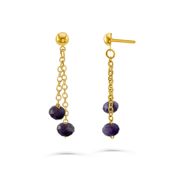 Gold Dainty Earrings with Natural Lepidolite Earrings