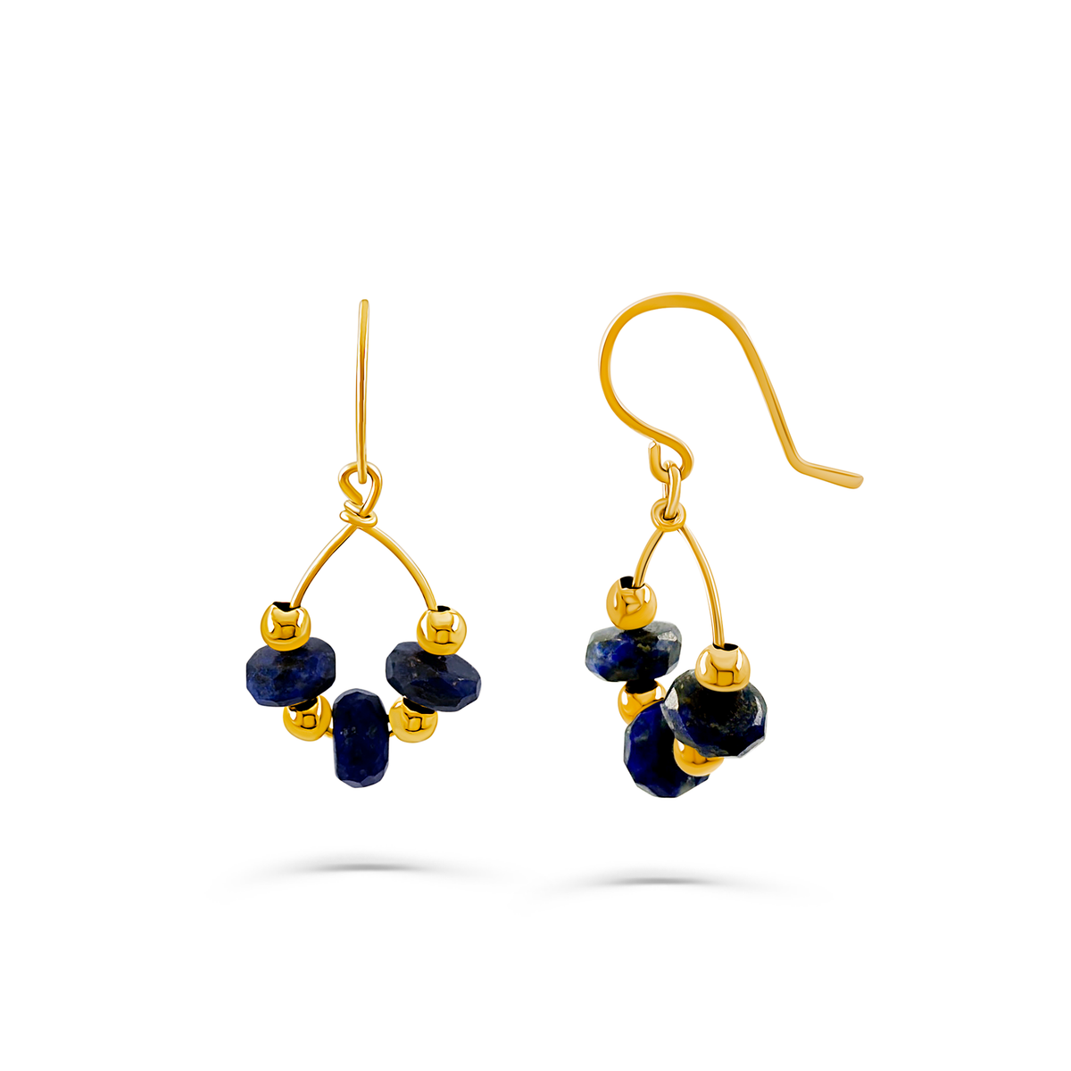 Gold Dainty Earrings with Natural Lapis Lazuli Earrings