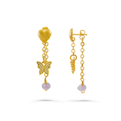 Gold Dainty Butterfly Earrings with Lavender Amethyst Earrings