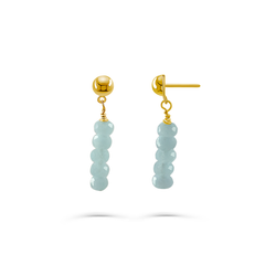 Gold Dangle Angel Blue Aquamarine Earrings