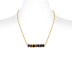 Gold with Natural Lepidolite Bar Necklace