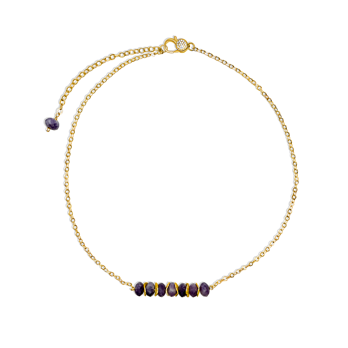 Gold with Natural Lepidolite Bar Necklace