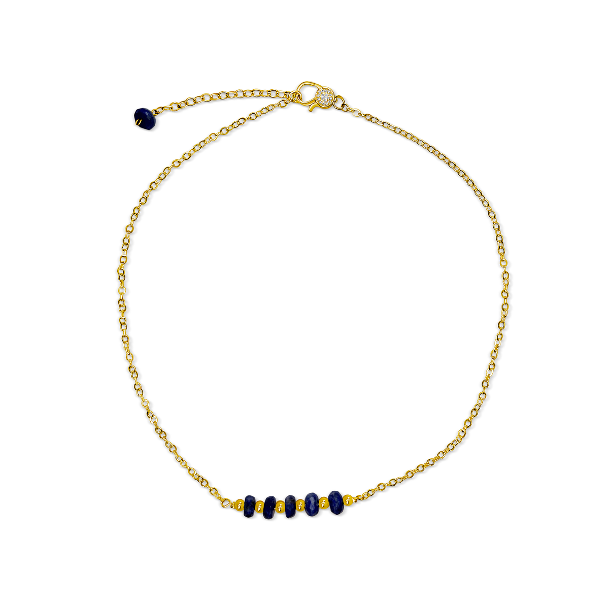 Gold with Natural Lapis Lazuli Bar Necklace