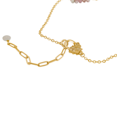 Gold Chain with Natural Rose Quartz Stone Bars Necklace