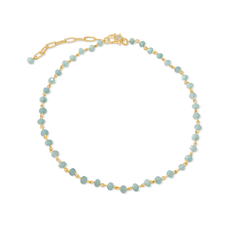 Gold Beaded Angel Blue Aquamarine Necklace