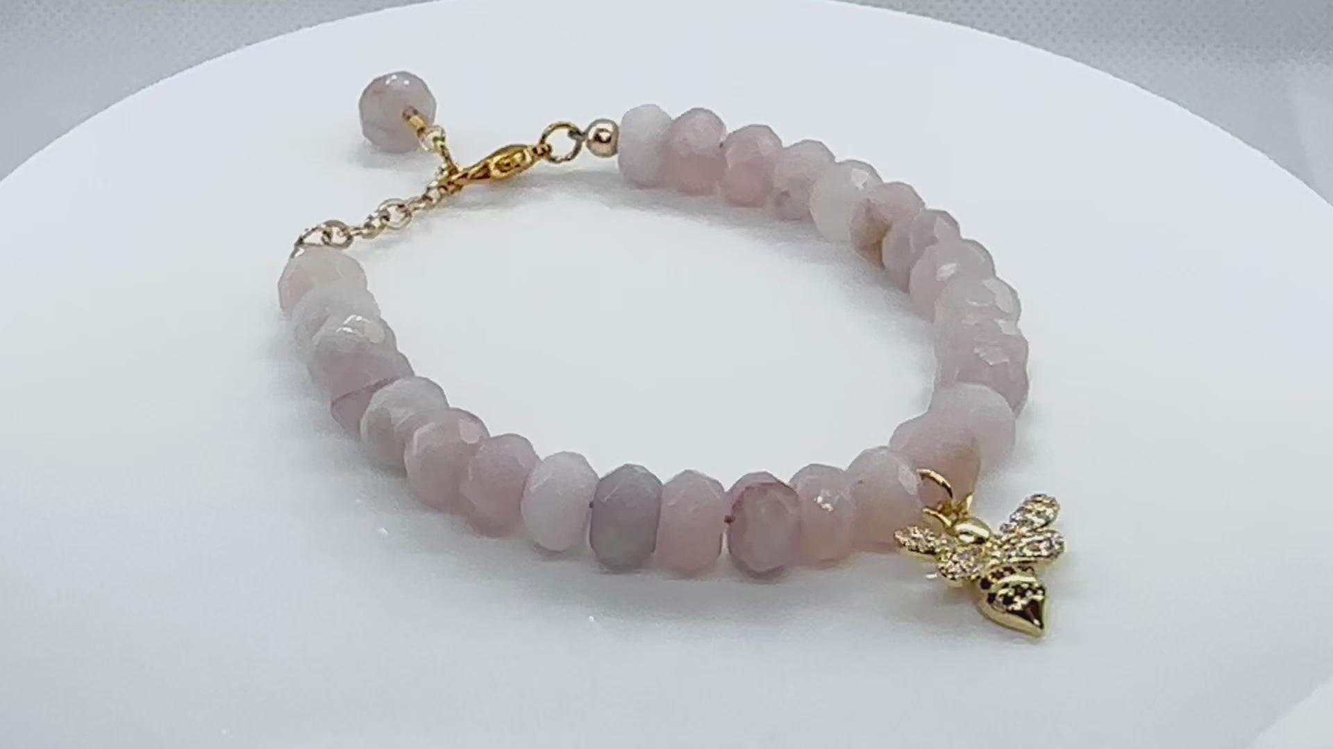 Rosy Romance Bracelet with Gold Bee Charm