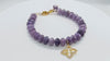 Gold Clover on Natural Lepidolite Beads Bracelet