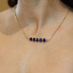 Gold with Natural Lapis Lazuli Bar Necklace