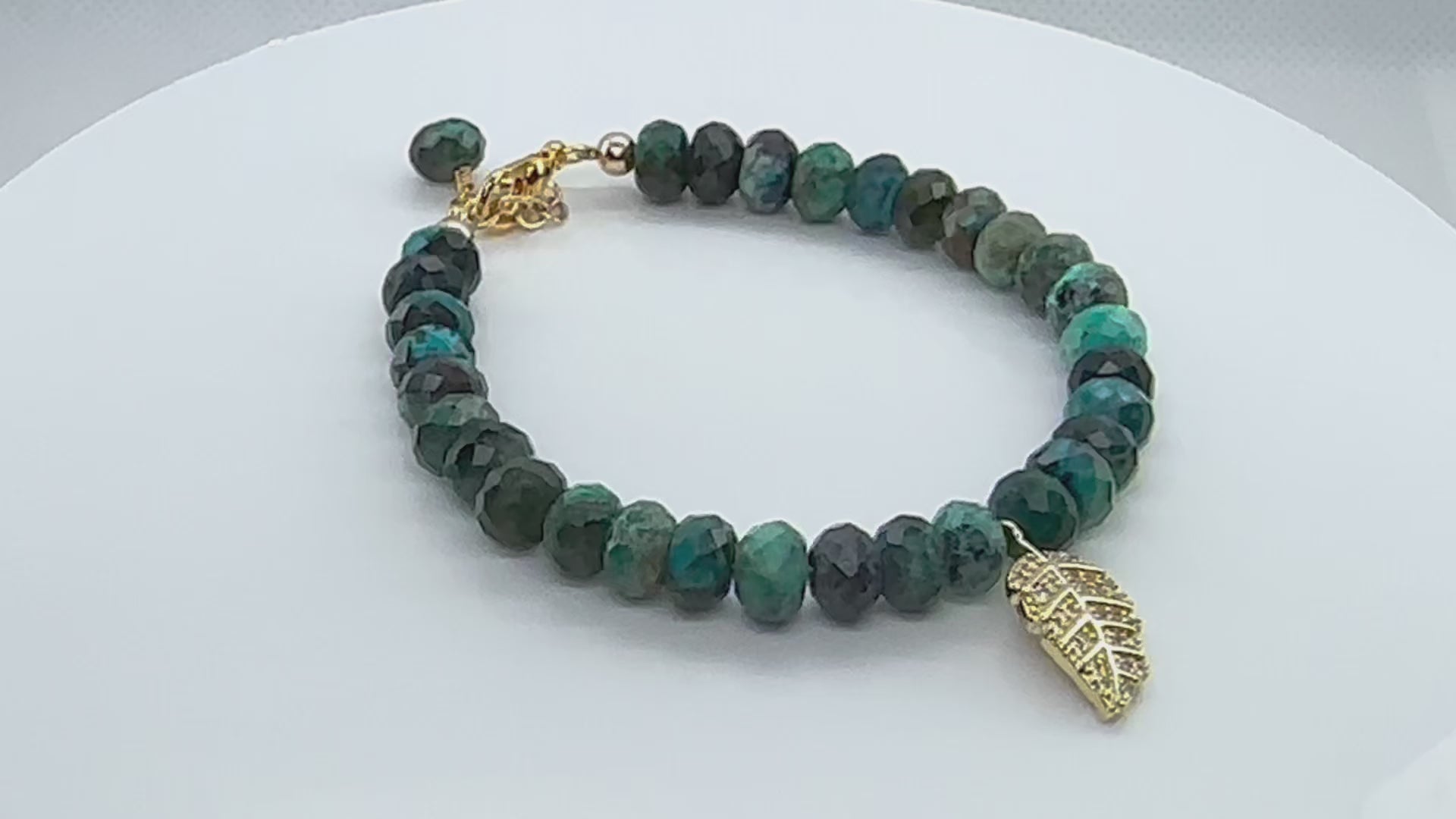 Mystic Verdance Bracelet with Gold Leaf Charm